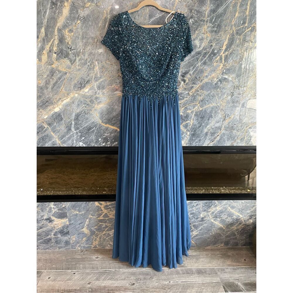 Terani couture blue sequin top dress size 6